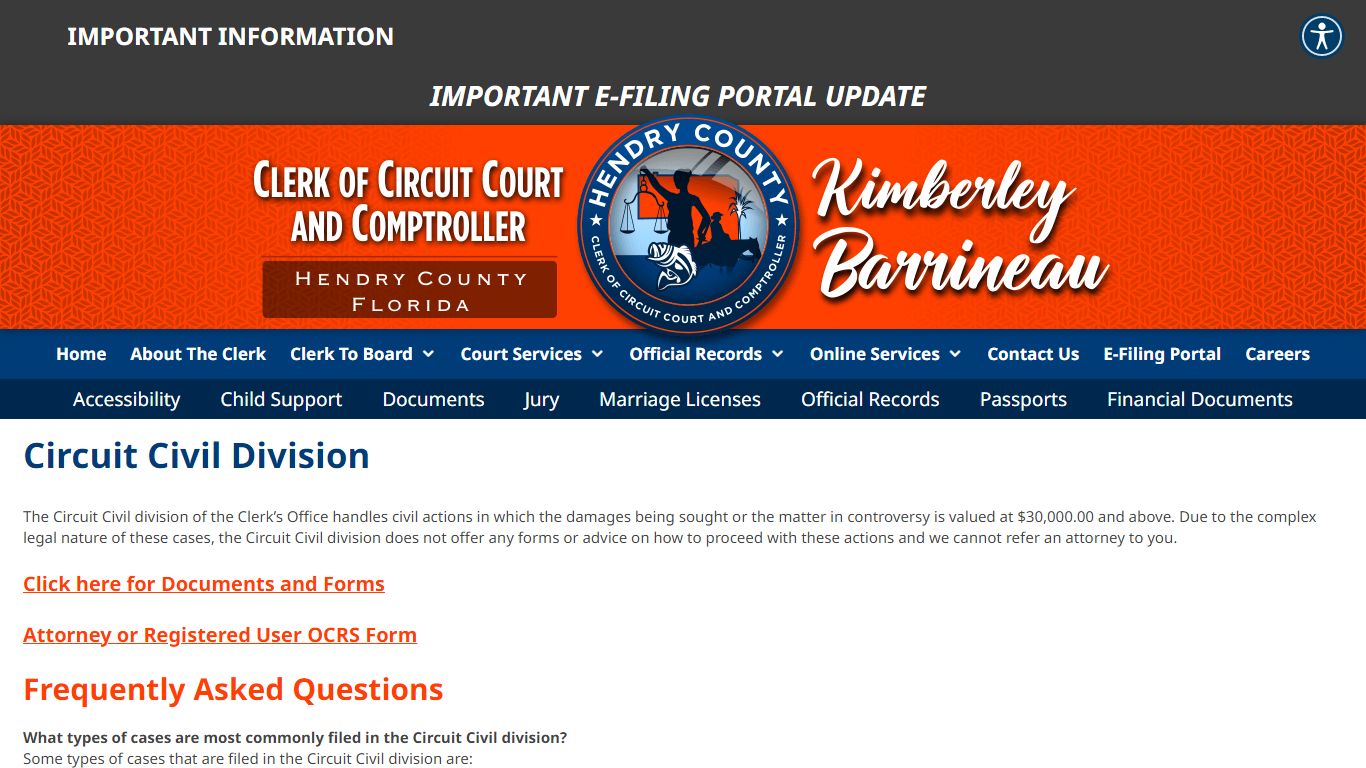 Circuit Civil Division – Hendry Clerk of Courts & Comptroller